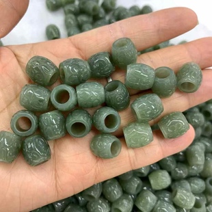 Hetian jade Qinghai material back grain beads running ring handmade DIY accessories Buddha beads bracelet pendant jade jewelry wholesale factory