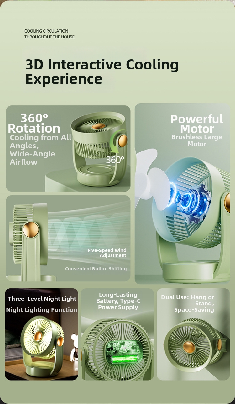 Ventilatore da tavolo usb ricaricabile con luce per ufficio_voghion.com
