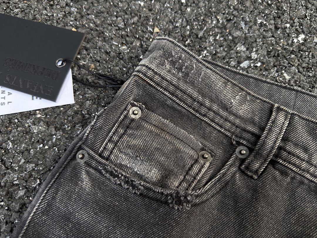Unisex Flared Five Pocket Jeans ERD Melancholy Rich Second Generation Logo Patch Washed Zipper Blue Standard Thickness mid Waist Long Length_mkmklike.com