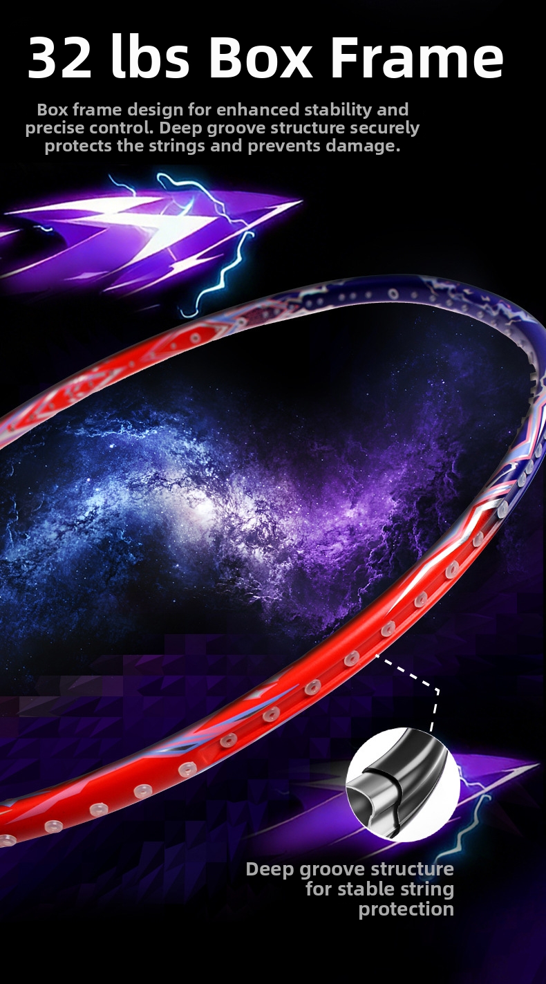 Galaxy 700 kolfiber badmintonracket ultralätt hög spänning_voghion.com
