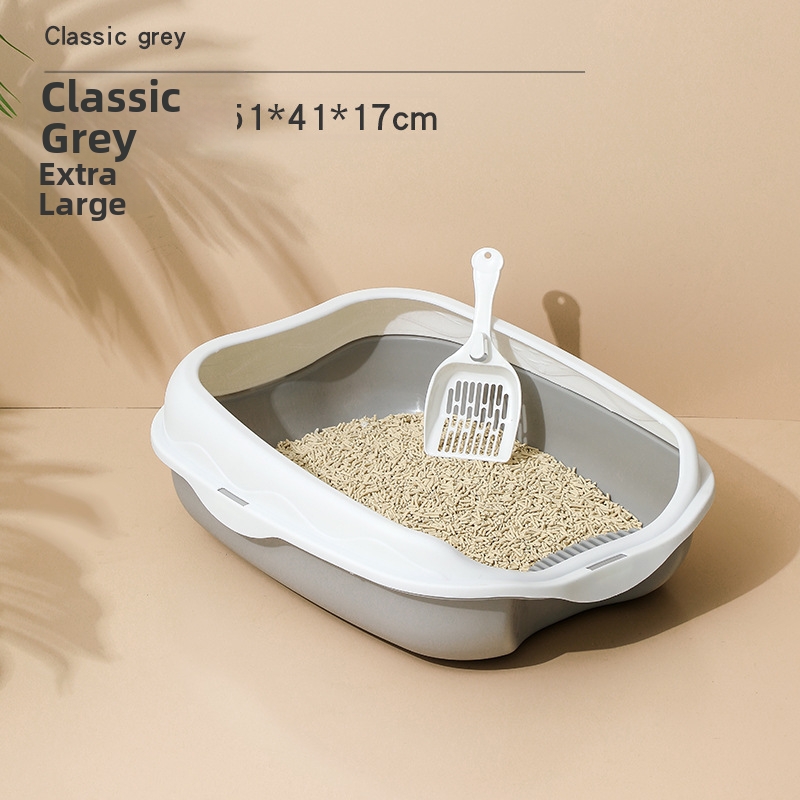 Large Semi Enclosed Cat Litter Box Splash Proof Pet Supplies With Cat Litter Scoop_voghion.com