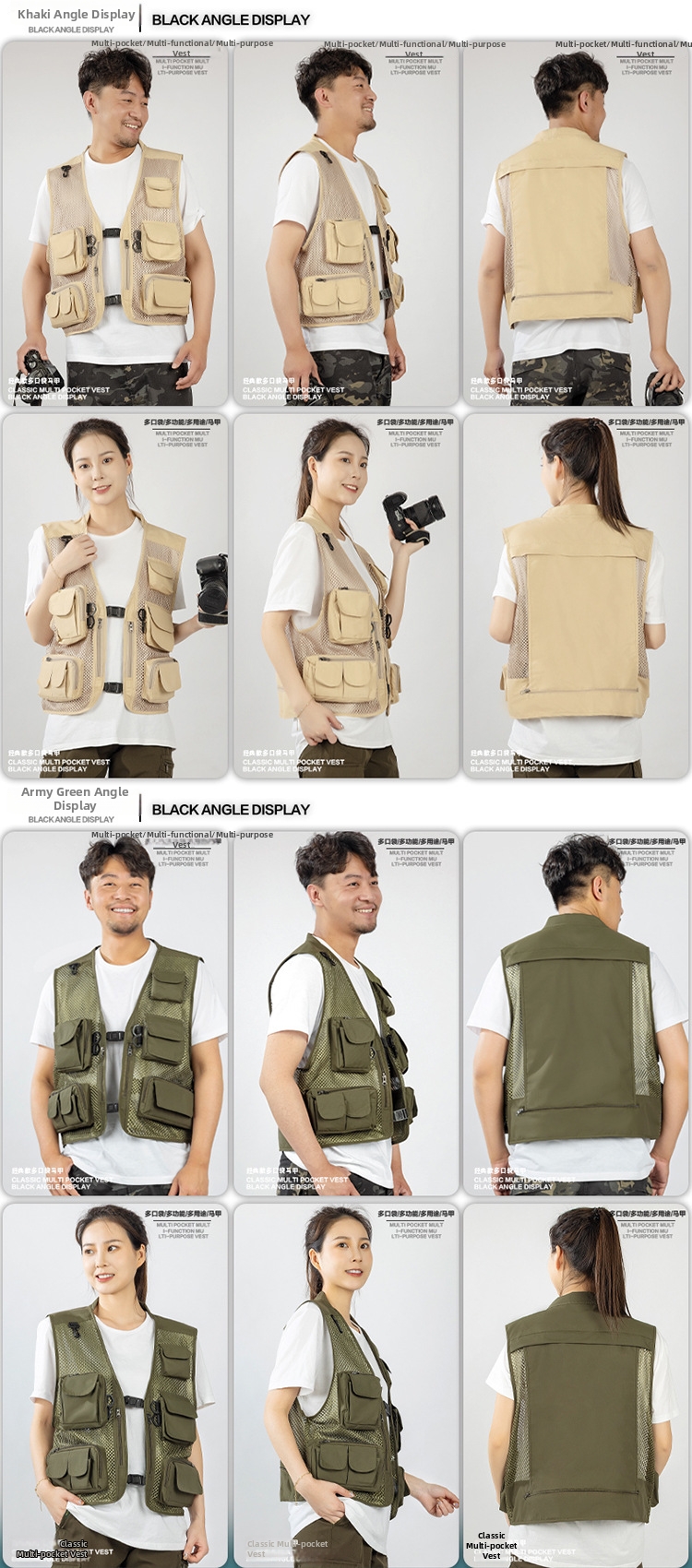 Multi Pocket Mesh Work Vest For Outdoor Hiking And Fishing Sports_voghion.com