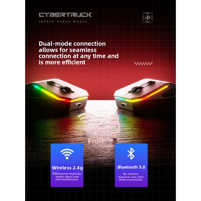 INFEC Yuanchuang Cyber Wireless Mouse Bluetooth Mute Dual Mode Office Game Macro E-sports Notebook Desktop_voghion.com