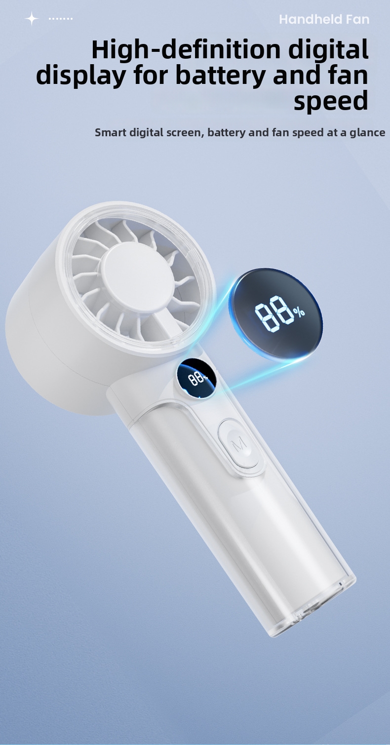 Handheld Portable Fan With Turbine Engine And Digital Display_voghion.com