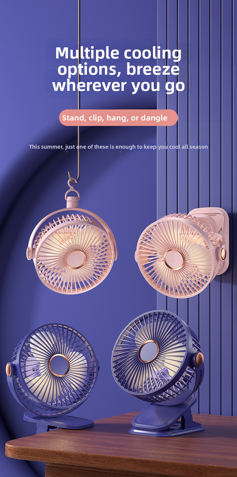 Ventilatore usb con clip portatile e luce ricaricabile studenti_voghion.com