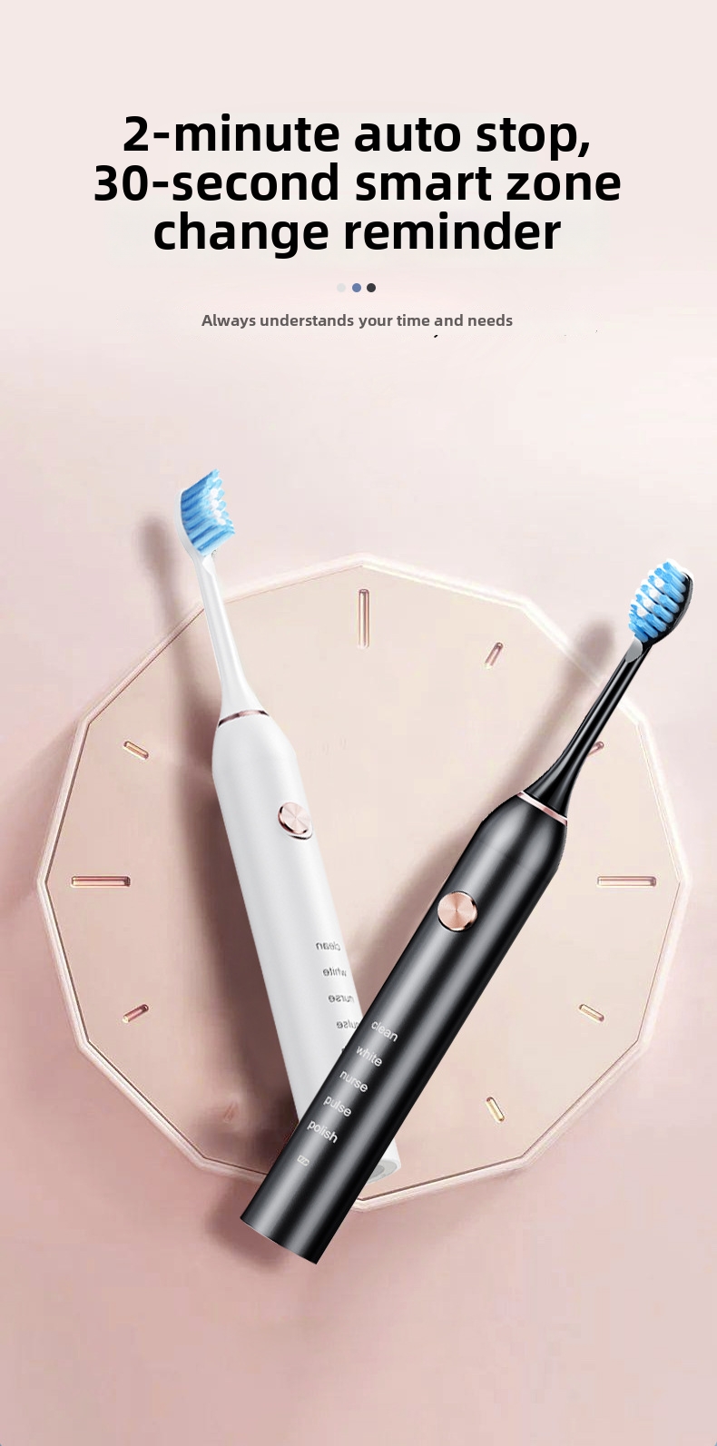 Brosse à dents électrique sonique à lévitation magnétique – 5 modes, poils ultra-doux, étanche, rechargeable par USB, 40 000 tr/min, faible niveau sonore_voghion.com