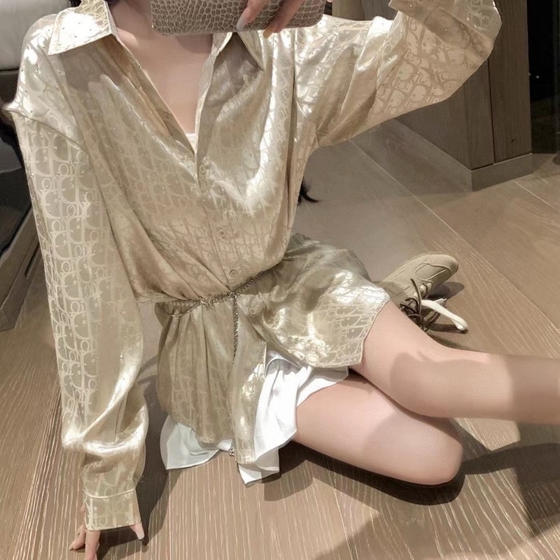 [不支持退换]雕家满天星老花醋酸绸缎衬衫】 精致又优雅复古|undefined