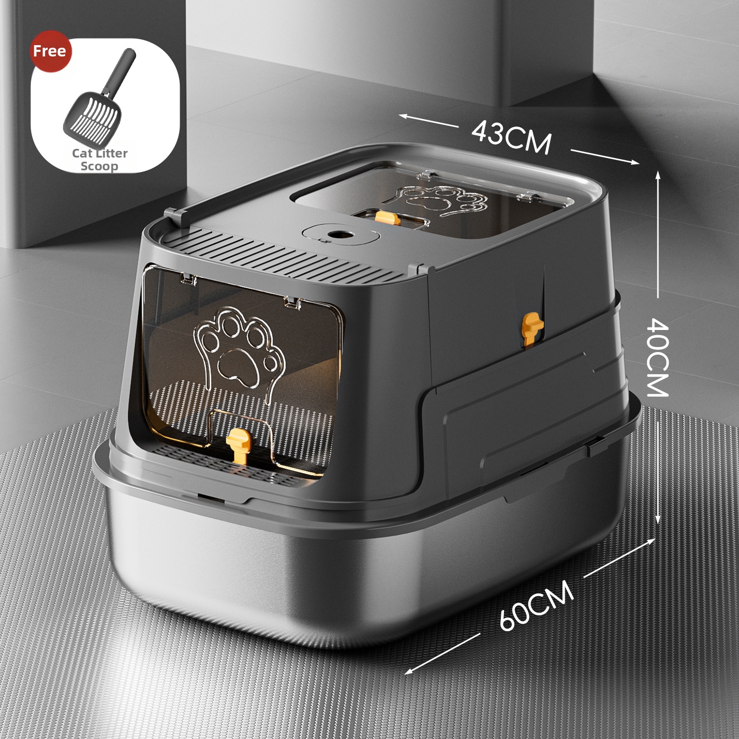 Large Size Stainless Steel Cat Litter Box Fully Enclosed Anti-Leak Splash Proof Pet Toilet For Cats_voghion.com