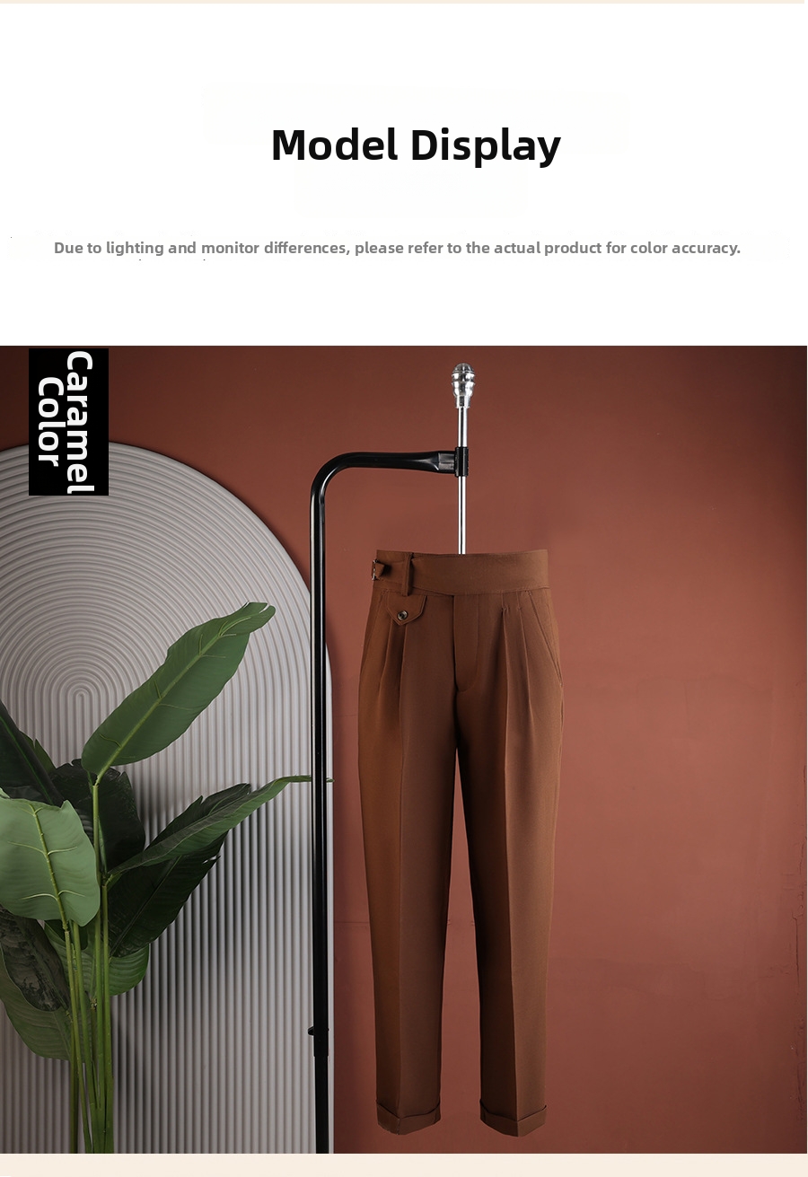 Men's Slim Fit Straight Leg Casual Dress Trousers Neapolitan Style British Style Wrinkle Free Perfect For Spring And Summer_viptrois.com