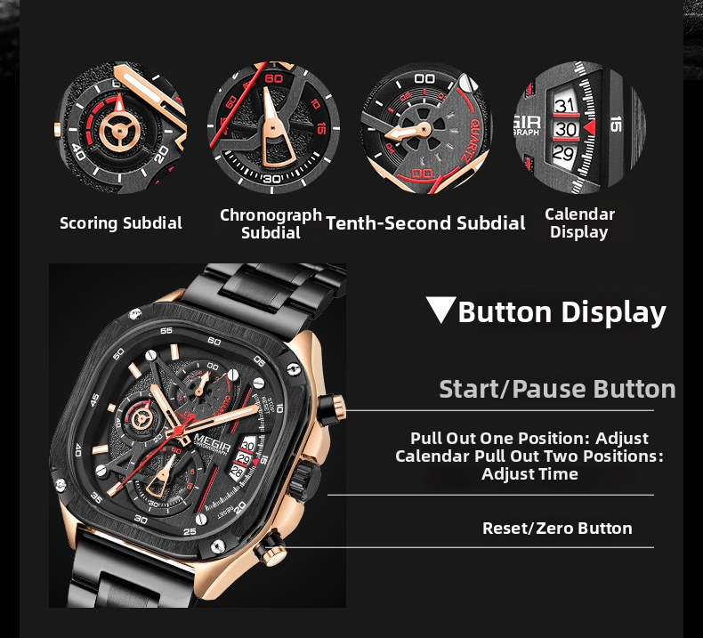 Herren Chronograph Quarzuhr Mit Edelstahlarmband Und Datumsanzeige_voghion.com