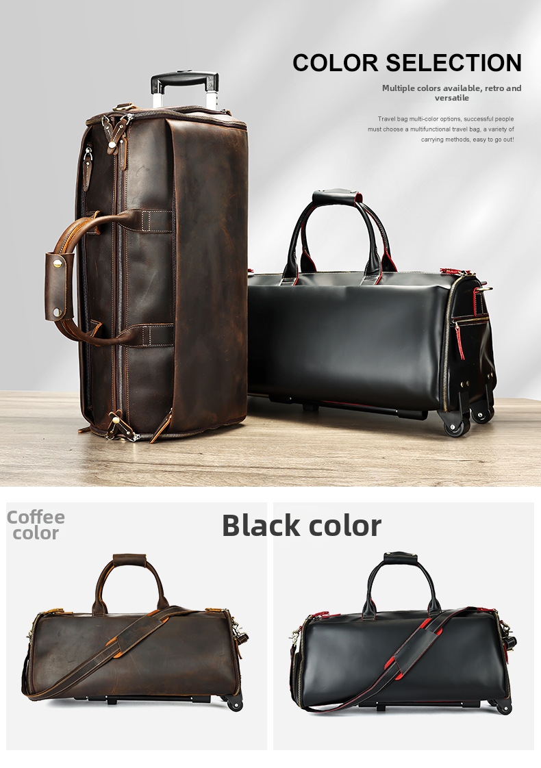 Herren Trolley Reisetasche Aus Echtem Leder Mit Großem Volumen_voghion.com