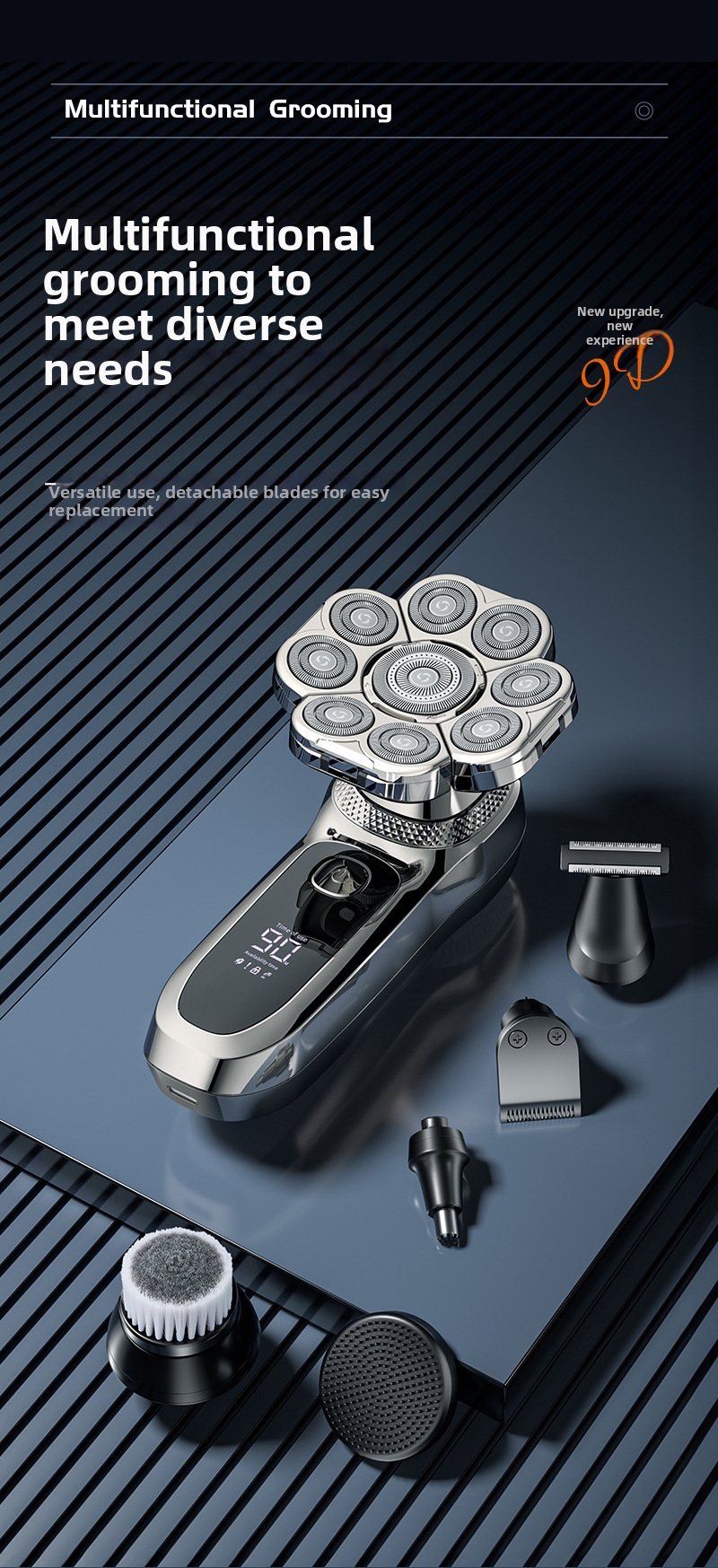 Electric Shaver 6-in-1 Rechargeable Hair Clipper For Bald Heads_voghion.com