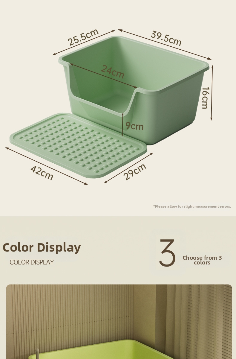 Extra Large Anti Splash Cat Litter Box Open Semi Enclosed Tray_voghion.com