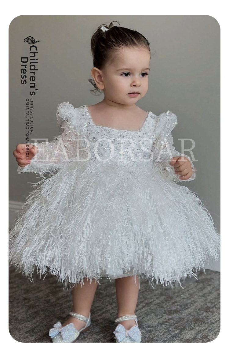Mädchen Pailletten Langarm Prinzessinnenkleid Für Festliche Anlässe_voghion.com