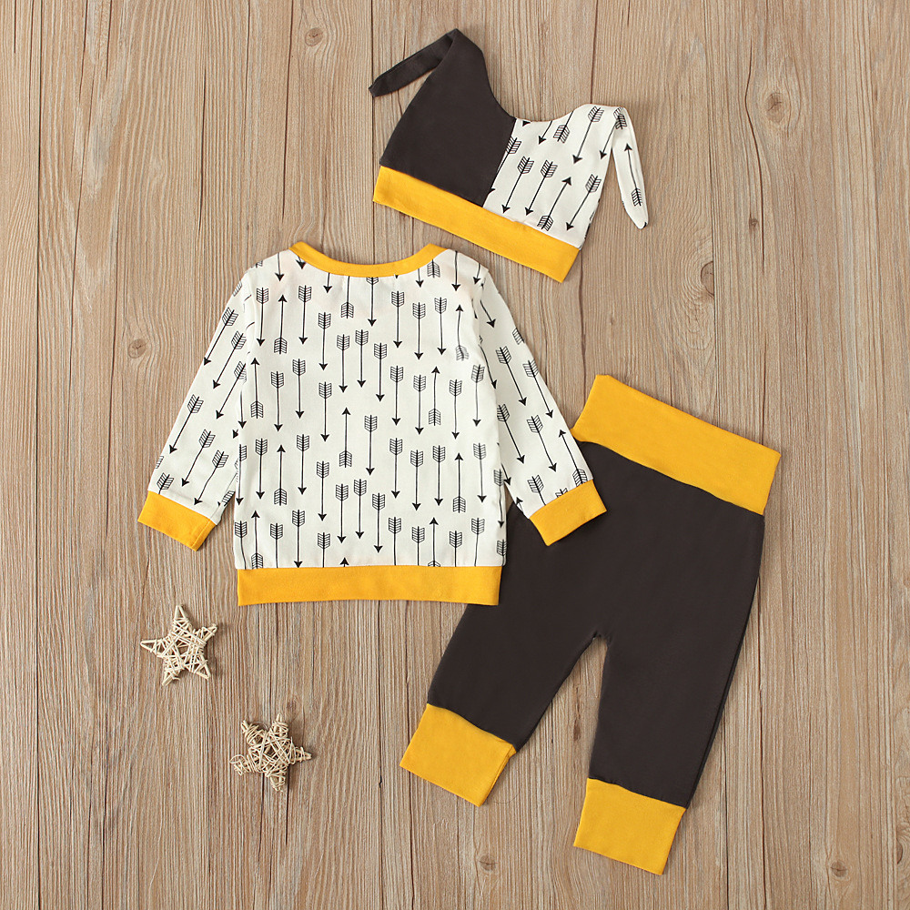 Kinderkleding 3-delige set met cartoon top broek en muts_voghion.com