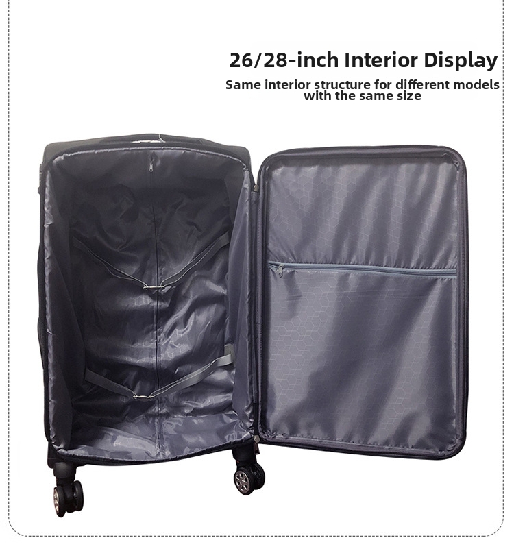Rolling Suitcase Oxford Cloth Trolley Case With Business Lock_voghion.com