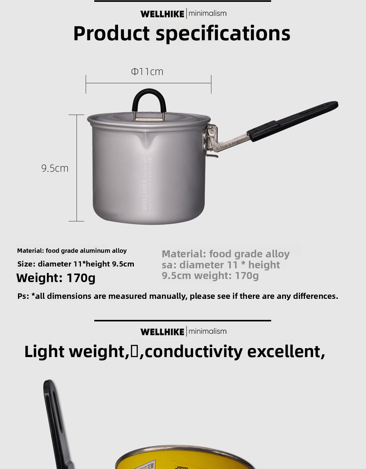 Lightweight mini camping cook pot for outdoor hiking