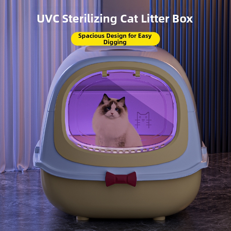 Extra Large Butterfly Style Cat Litter Box Fully Enclosed With Litter Scoop Pet Supplies_voghion.com