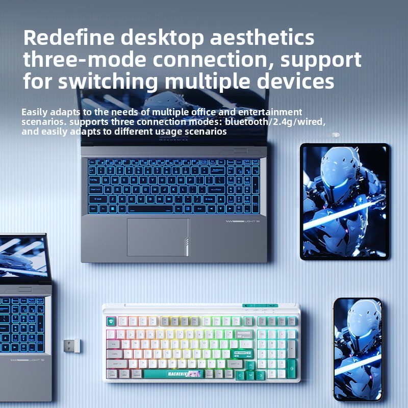 Mechanic K12 Wireless Membrane Keyboard Three Mode 99 Keys Gaming_voghion.com