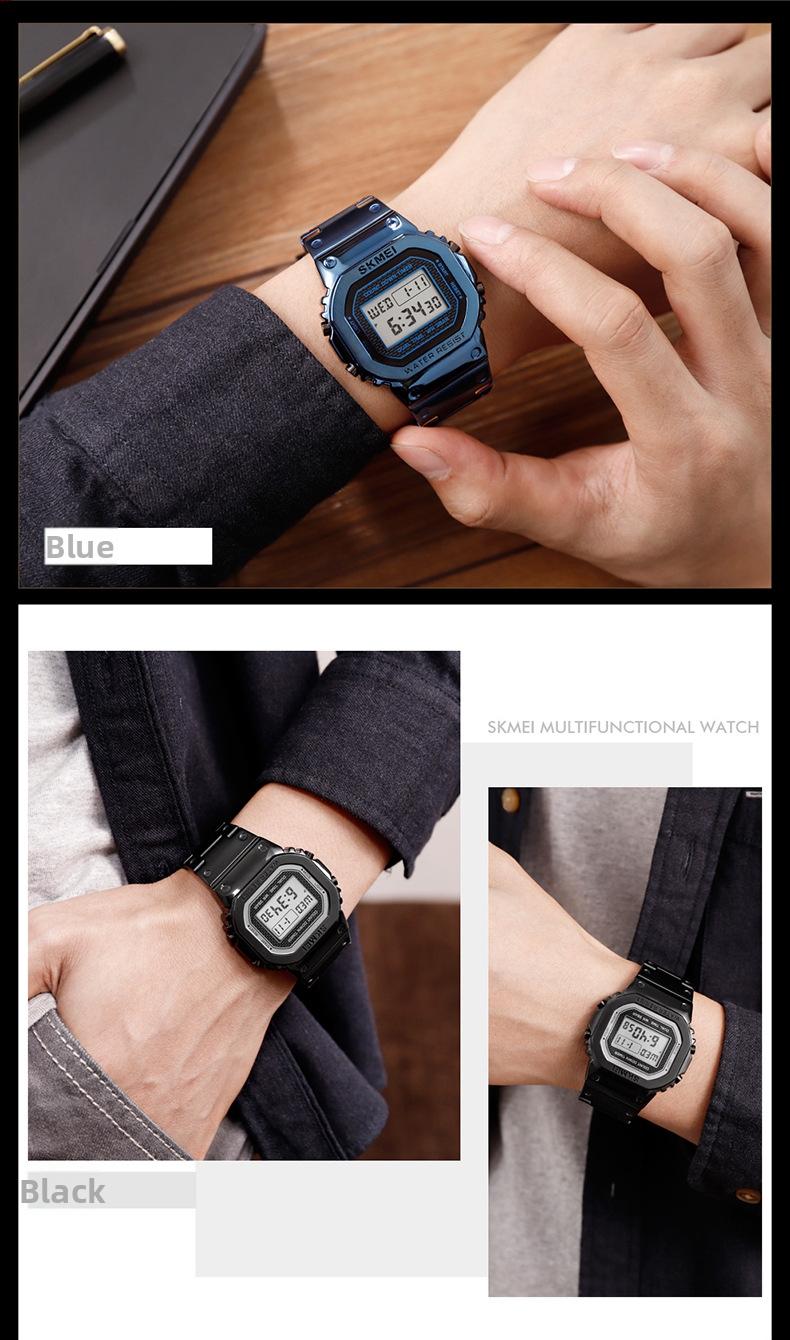 Men's Digital Watch Luminous Mechanical Style Trendy Round Dial_voghion.com