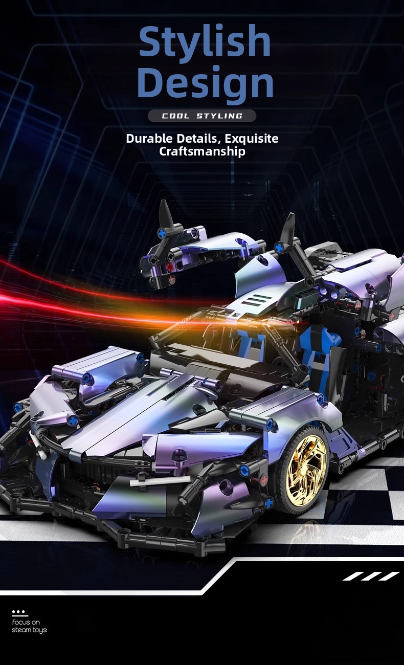 Blocos de montar de carro de corrida com controle remoto, compatíveis com o modelo de carro esportivo Apollo Rambo, brinquedo para meninos._voghion.com