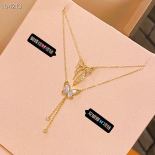 Princess at large can not refuse the bow necklace smart design inlaid bling diamond shine