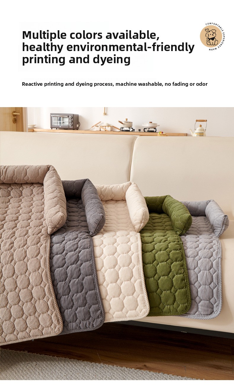 1PC Weiche Cord Hund Sofa Abdeckung Plaid Haustier Bett Decke Matte für Große Hund Pad mit Nacken Kissen verdicken Katze Beruhigende Nest Couch Bett – Detail 9