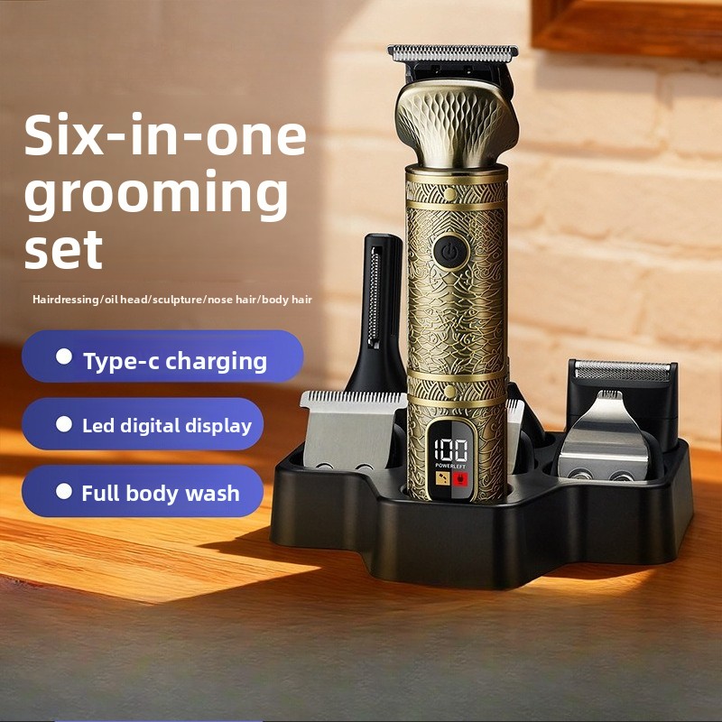 Electric Push, Oil Cut, Engraving Razor, Bald Head, Hair Cut, Electric Hair Cut, Electric Push, Round Head USB Charging._voghion.com