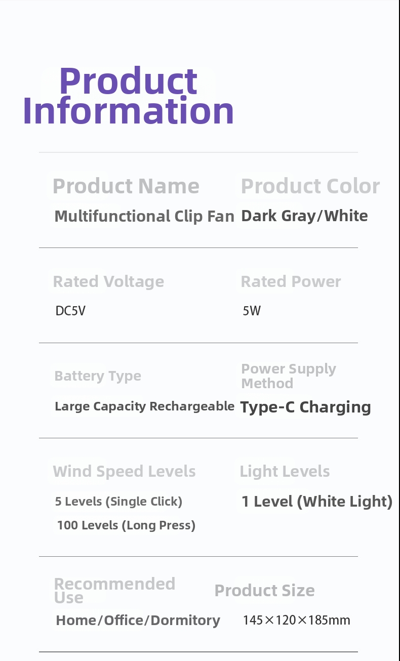 Ventilateur multifonctionnel mural et de bureau pour la maison, les dortoirs, les petites tables et le camping en extérieur avec fonction de circulation d'air._voghion.com