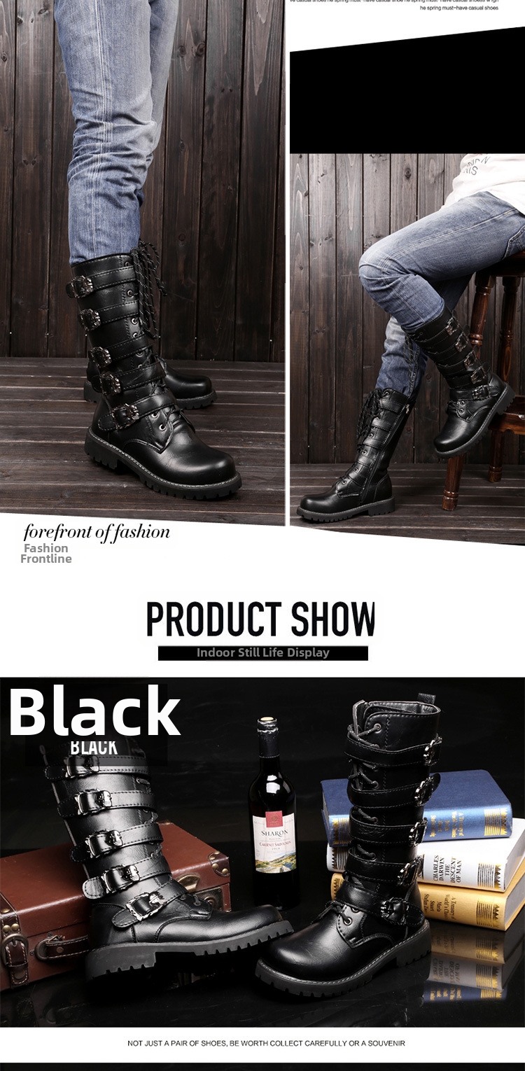 Men's Leather Work Safety Boots High Top Riding Style For Men_voghion.com