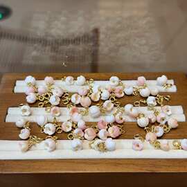 天然粉贝小花提溜文玩DIY配饰手串手链隔珠编绳挂件创意配饰