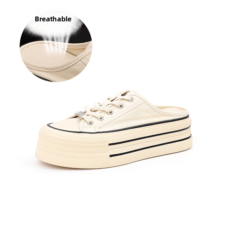 Summer Canvas Slippers For Women Closed Toe Outdoor Fashion Flat Sandals_voghion.com