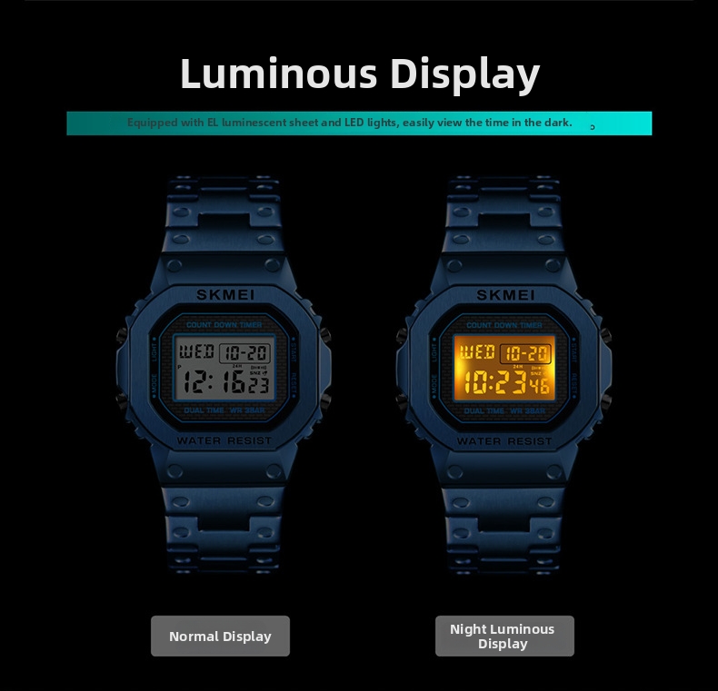 Men's Digital Watch Luminous Mechanical Style Trendy Round Dial_voghion.com