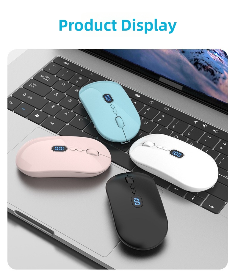 Kabellose Maus mit Bluetooth-Ladefunktion, geräuscharmem Betrieb und Akkuanzeige. Geeignet für Büro und Geschäftsgebrauch. USB-Computer._voghion.com