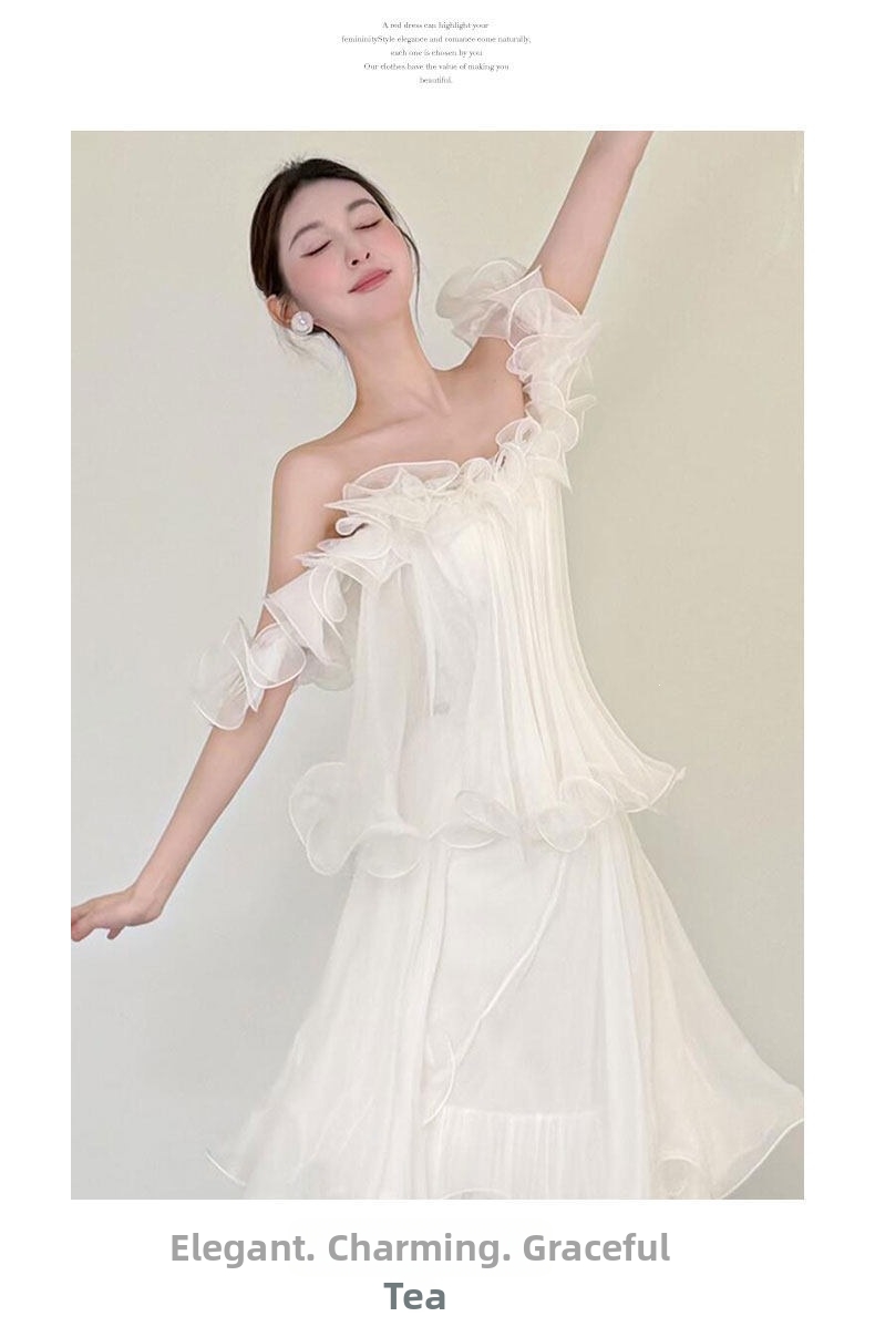 Lightweight Off-Shoulder Strapless Wedding Dress French Fairy Style Tulle Bridal Morning Robe for Women New 2026 Engagement Dress_ecoleips.com