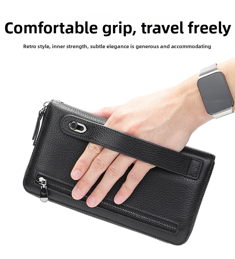 Herrväska i äkta läder clutch med handledsrem_voghion.com