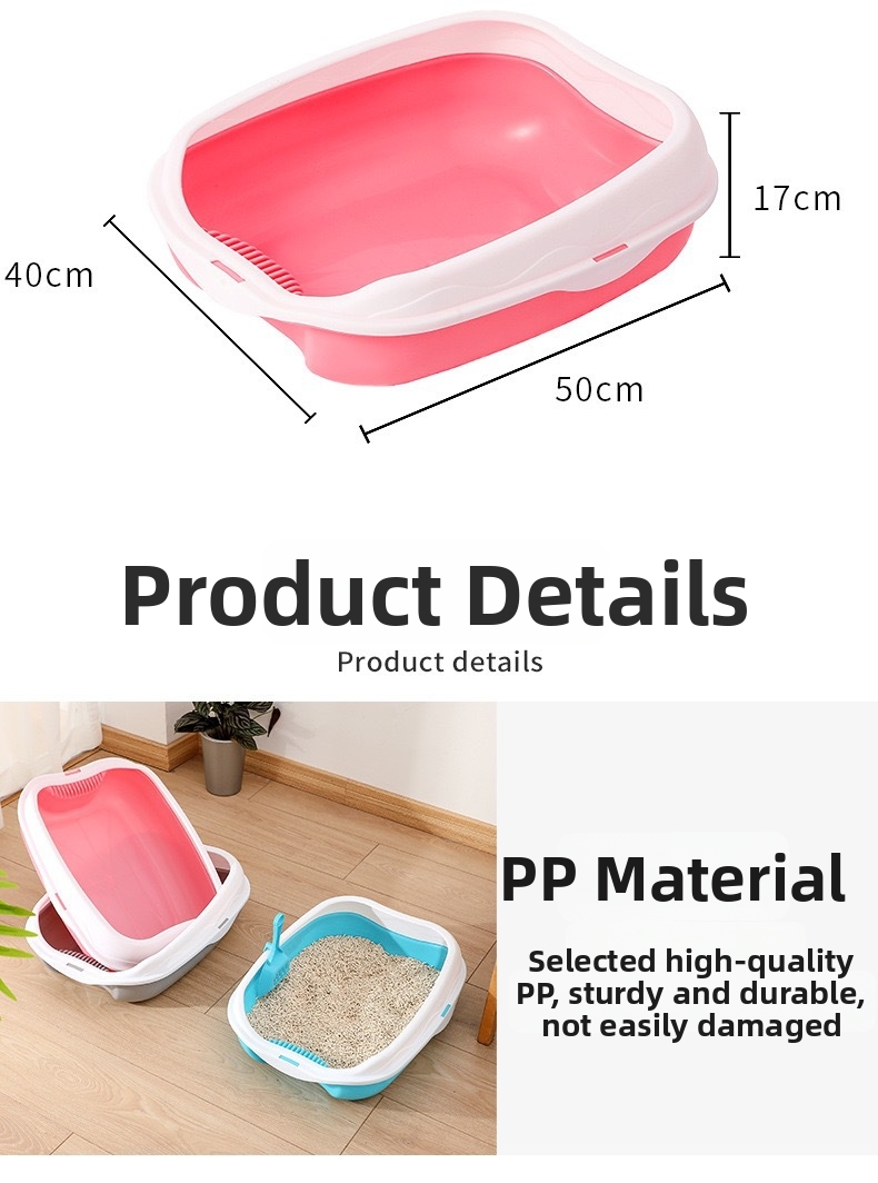 Large Semi-enclosed Cat Litter Box Splash-proof With Scoop_voghion.com