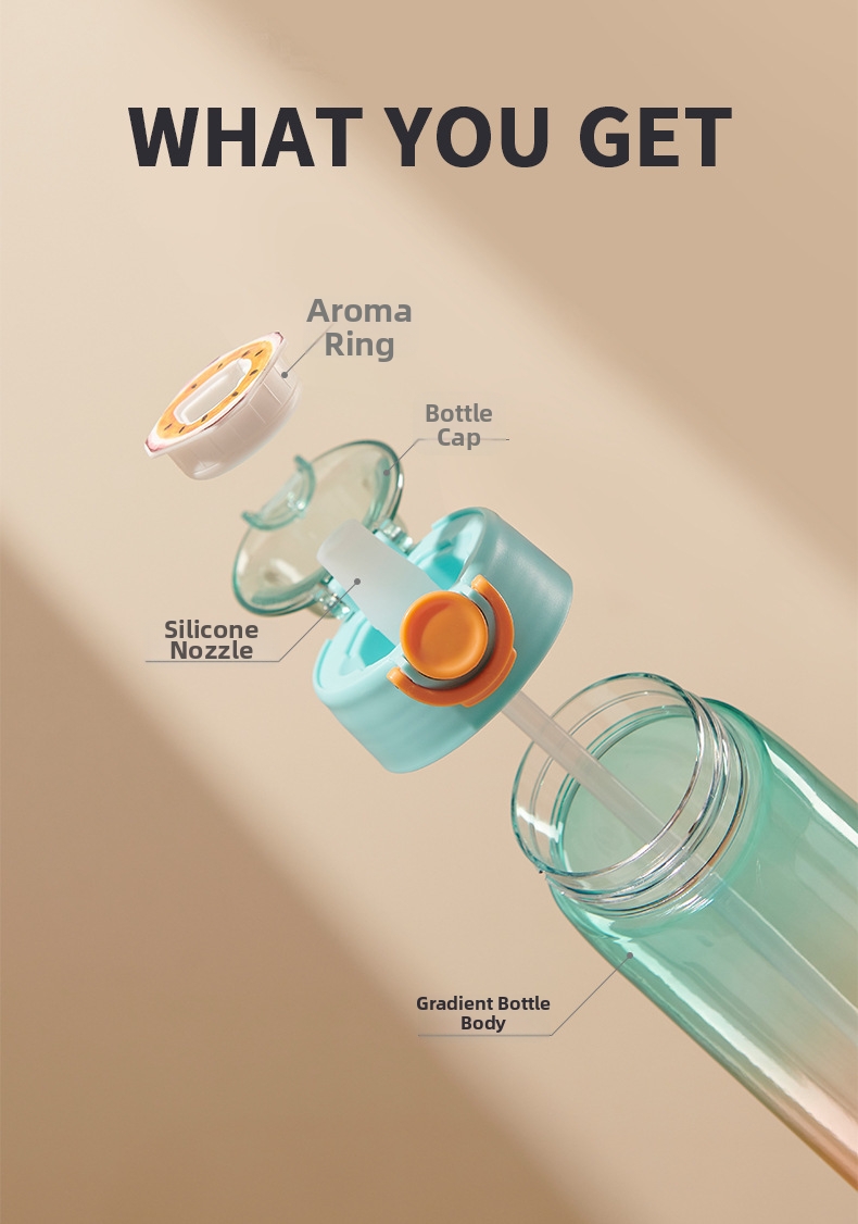 Scented Water Bottle With Fruit Gradient Colour And Tilted Neck_voghion.com