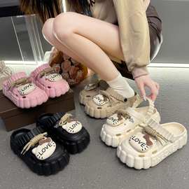 厚底洞洞鞋女透气踩屎感新款外穿时尚松糕鞋室内防滑包头凉拖鞋