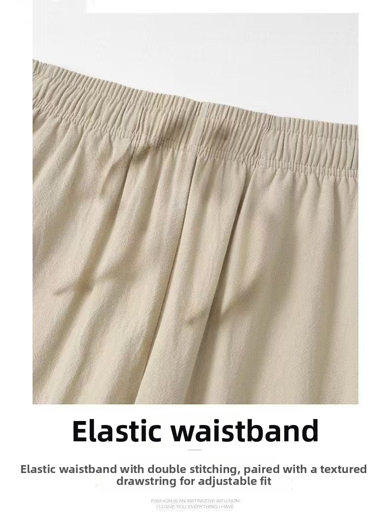 Women's Clothing Women's High-Waisted Wide Leg Pants Solid Color Linen Crop Summer Thin Loose Fitting Trousers_ecoleips.com