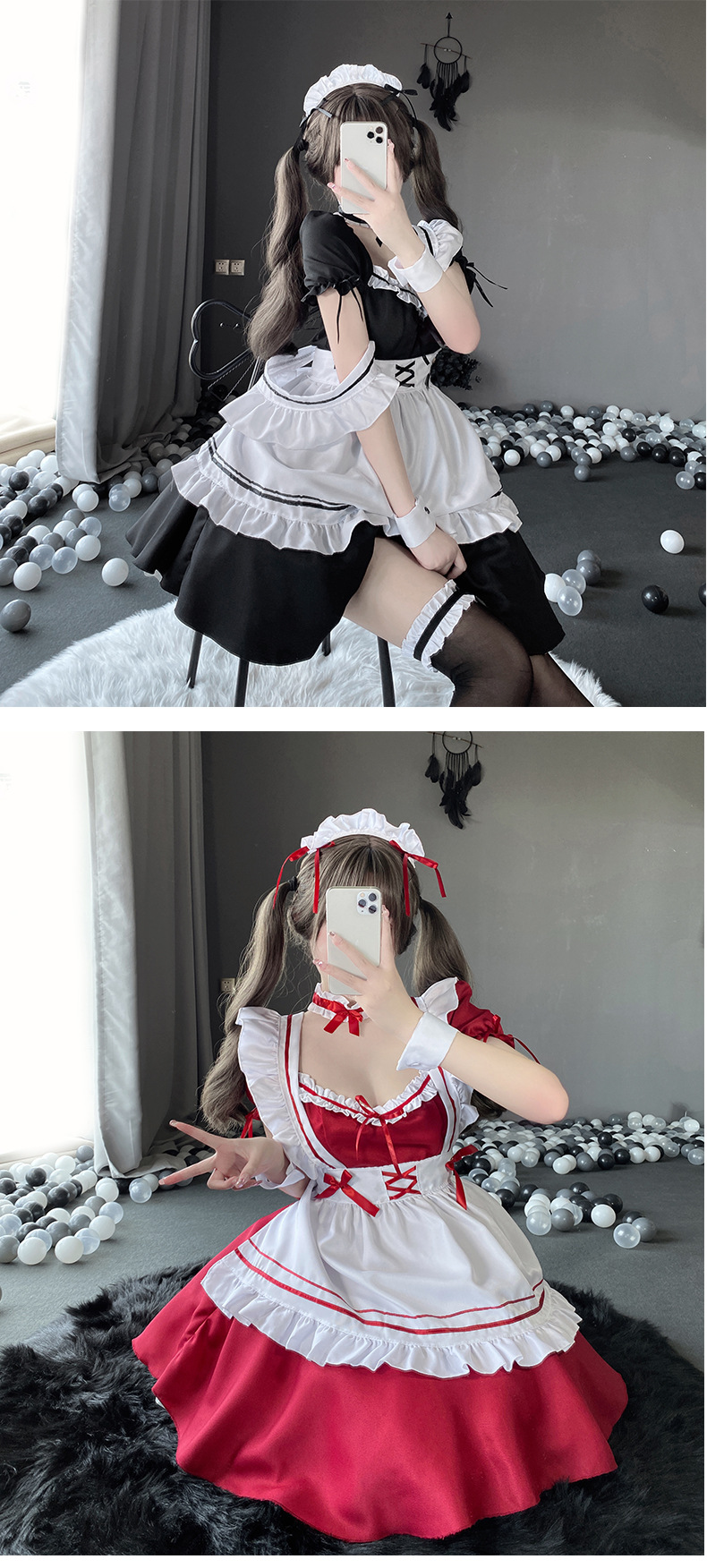 Halloween Cosplay Japanese Maid Outfit Cos Uniform Soft Girl Dress Cute Lolita Maid Lolita Apron Home Uniform_ecoleips.com