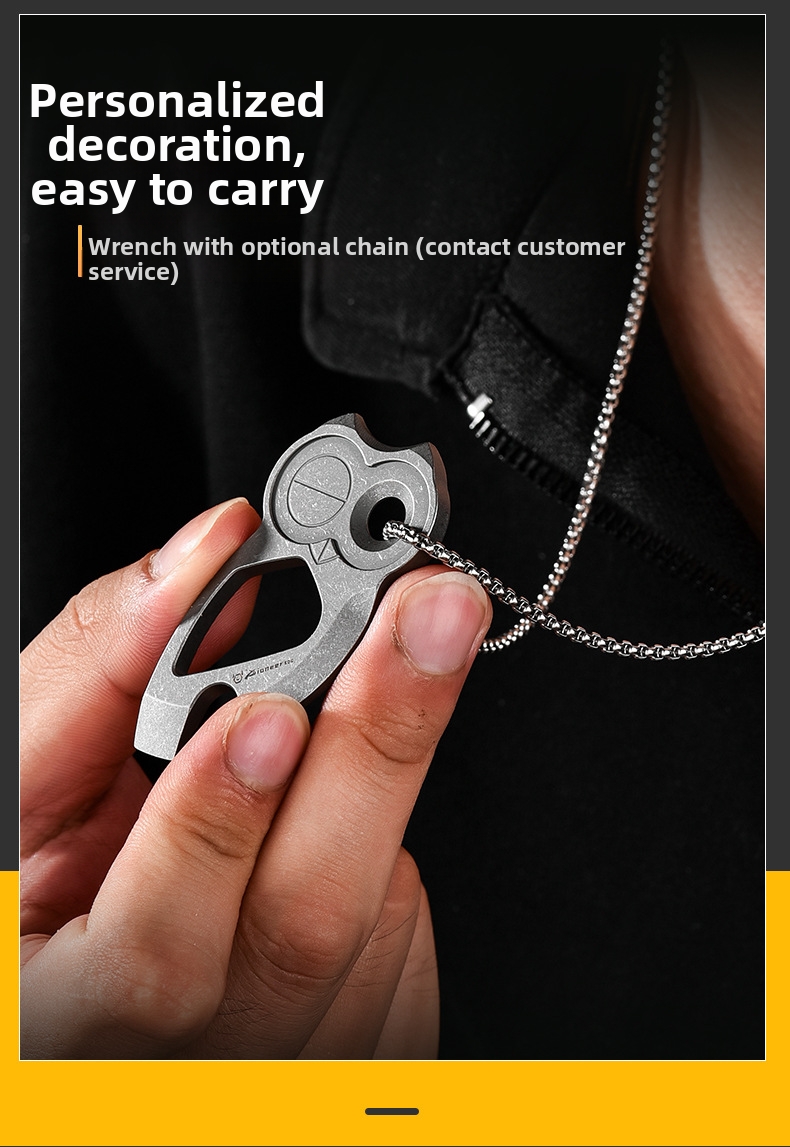 Titanium Alloy Owl Bottle Opener Portable Outdoor Tool Keychain_voghion.com