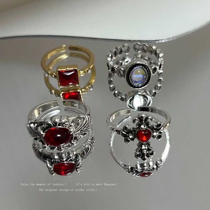 Minimalist Style Ring Retro Personality Bold Adjustable Open Ring Men's Trendy Punk Devil Eye Ring