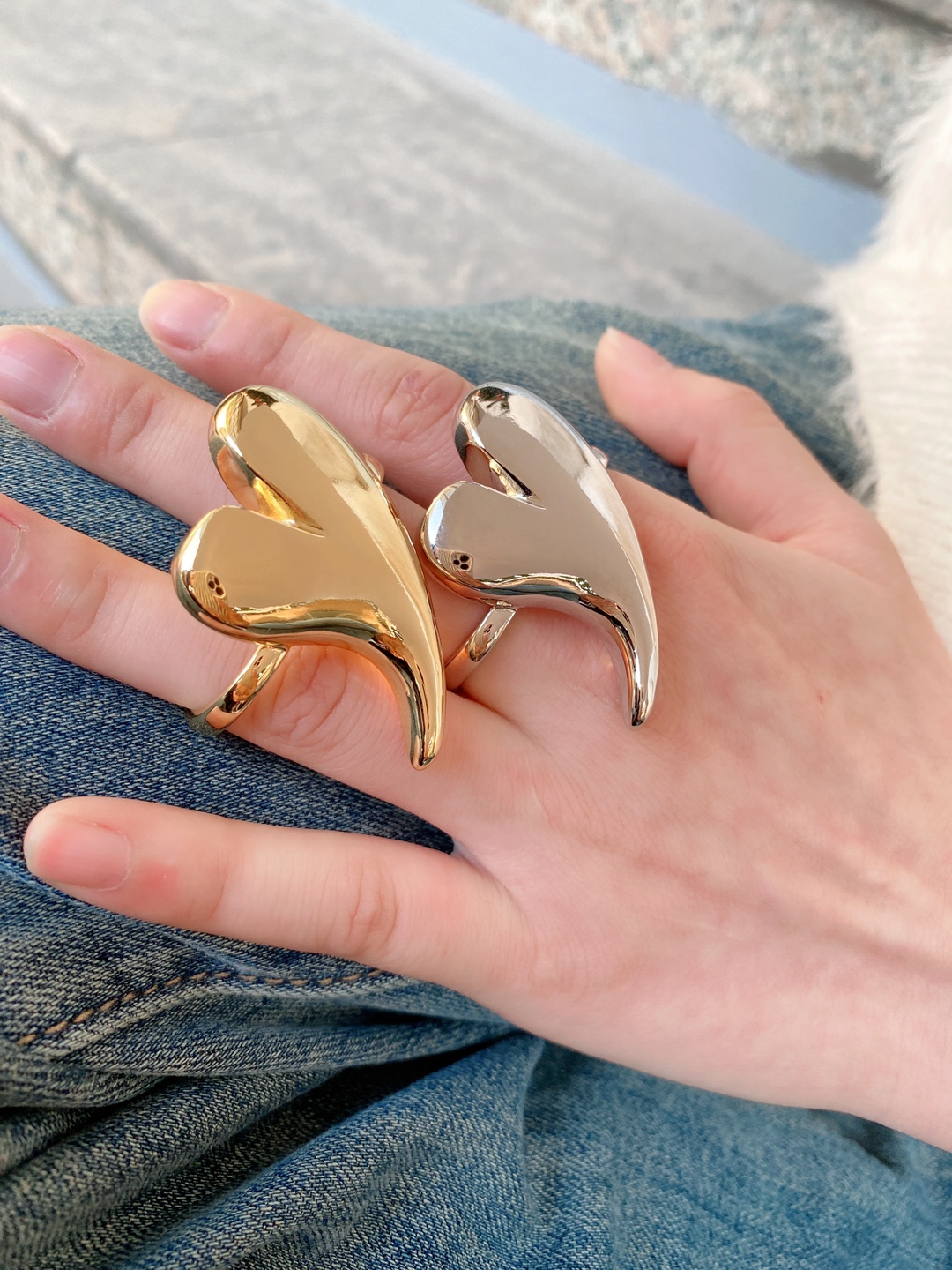 Casual, Daily Occasion Wholesale Jewelry IG Style Heart Shape Copper 18K Gold Plated Plating Open Rings