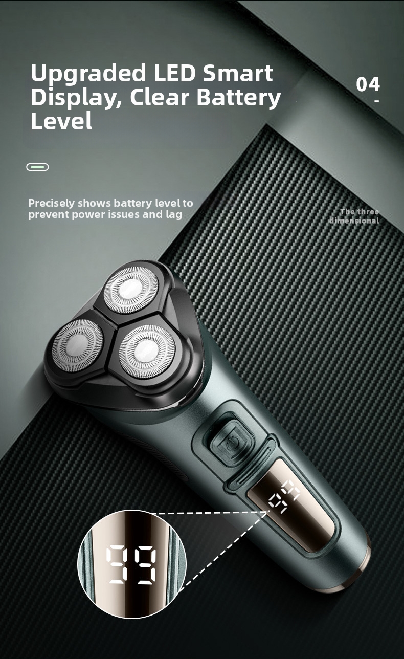Electric Shaver For Men With Digital Display And Three Blades_voghion.com
