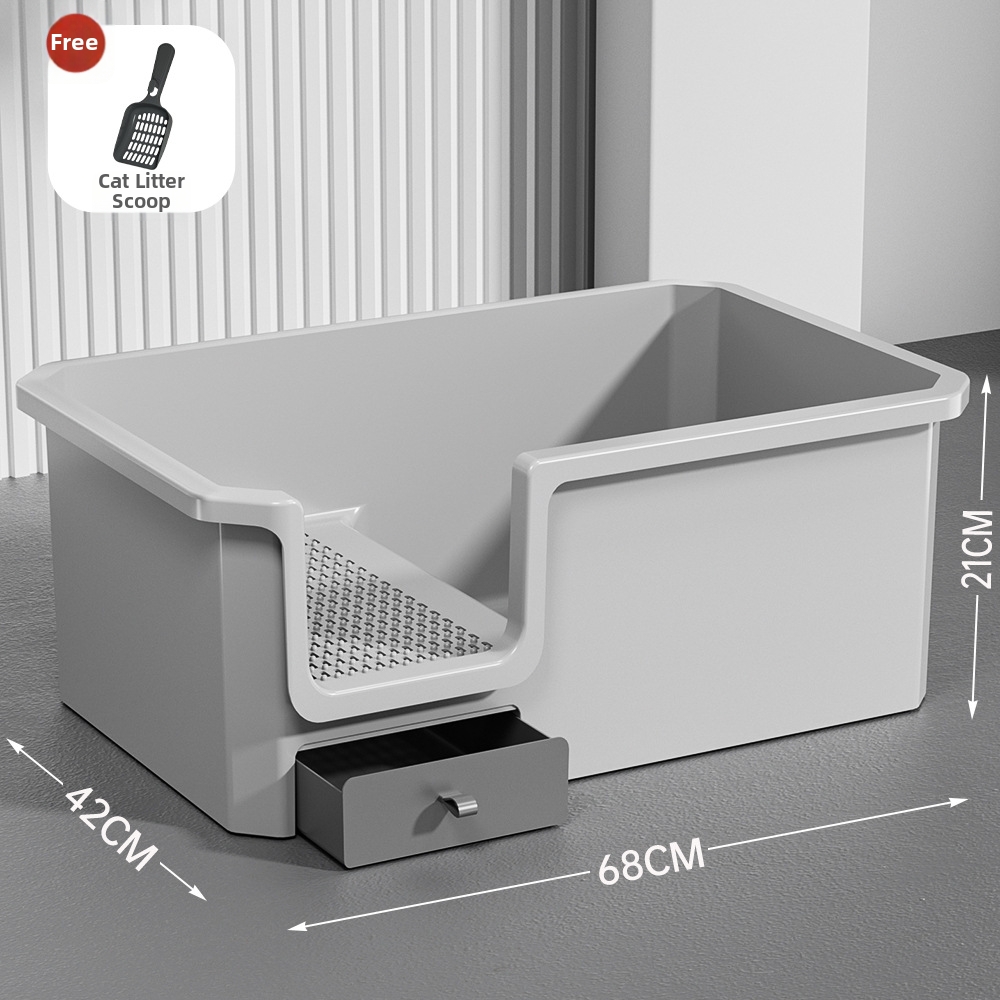 Extra Large Cat Litter Box High Fence Semi Enclosed Corridor Style Pet Toilet For Cats_voghion.com