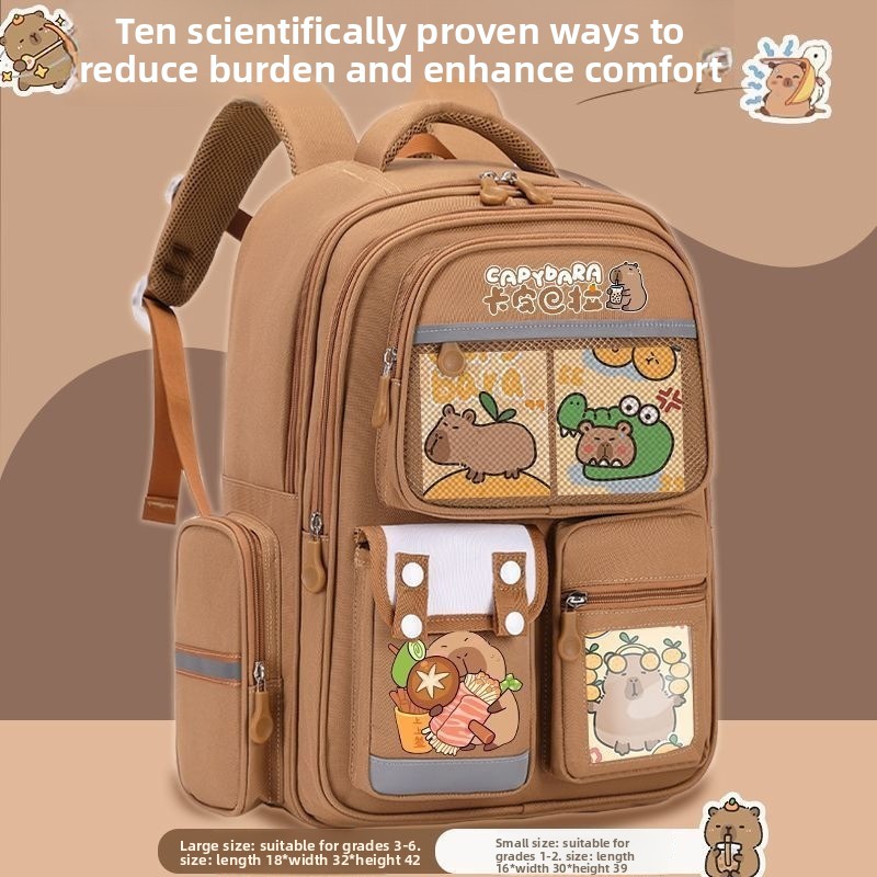 Capybara School Backpack For Primary School Children Large Capacity_voghion.com