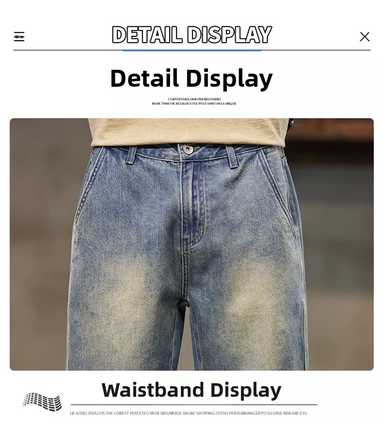 Men's Vintage Workwear Denim Shorts, Summer Lightweight Relaxed Fit Straight Leg Cargo Shorts 5-Pocket Design_mkmklike.com
