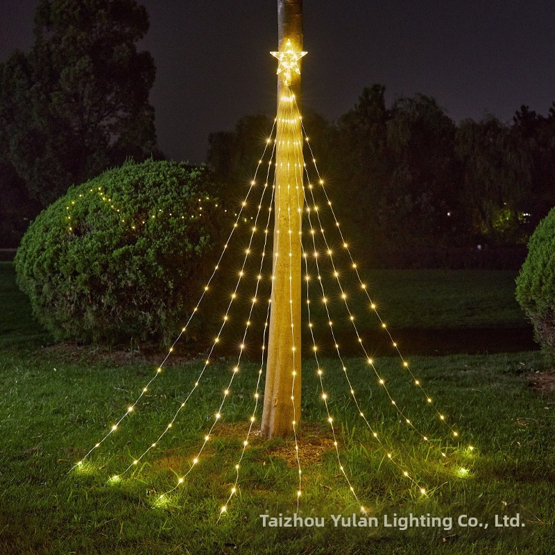Luce notturna a LED con effetto cascata di stelle e meteore, ideale per esterni, cortili, feste di Natale e altre occasioni speciali._voghion.com