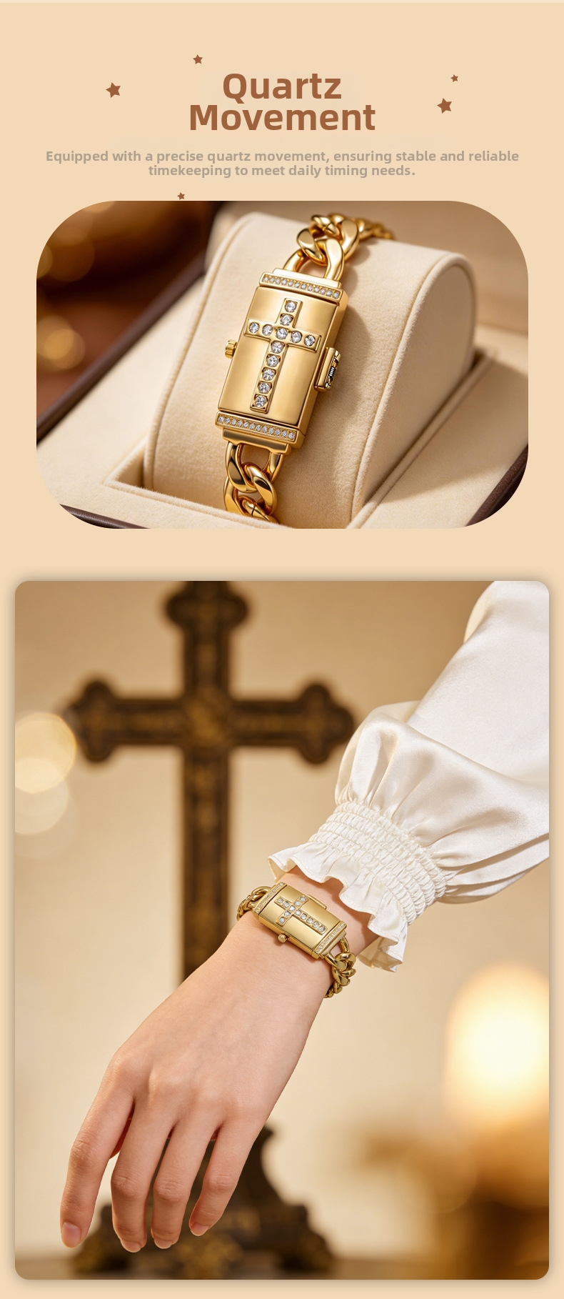 Orologio da donna al quarzo witon con bracciale design squadrato_voghion.com
